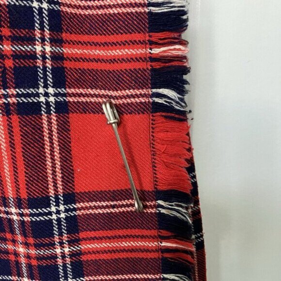 Vintage Highland Queen Kilt Skirt Red Tartan Wool Blend Short Mini - Picture 2 of 9